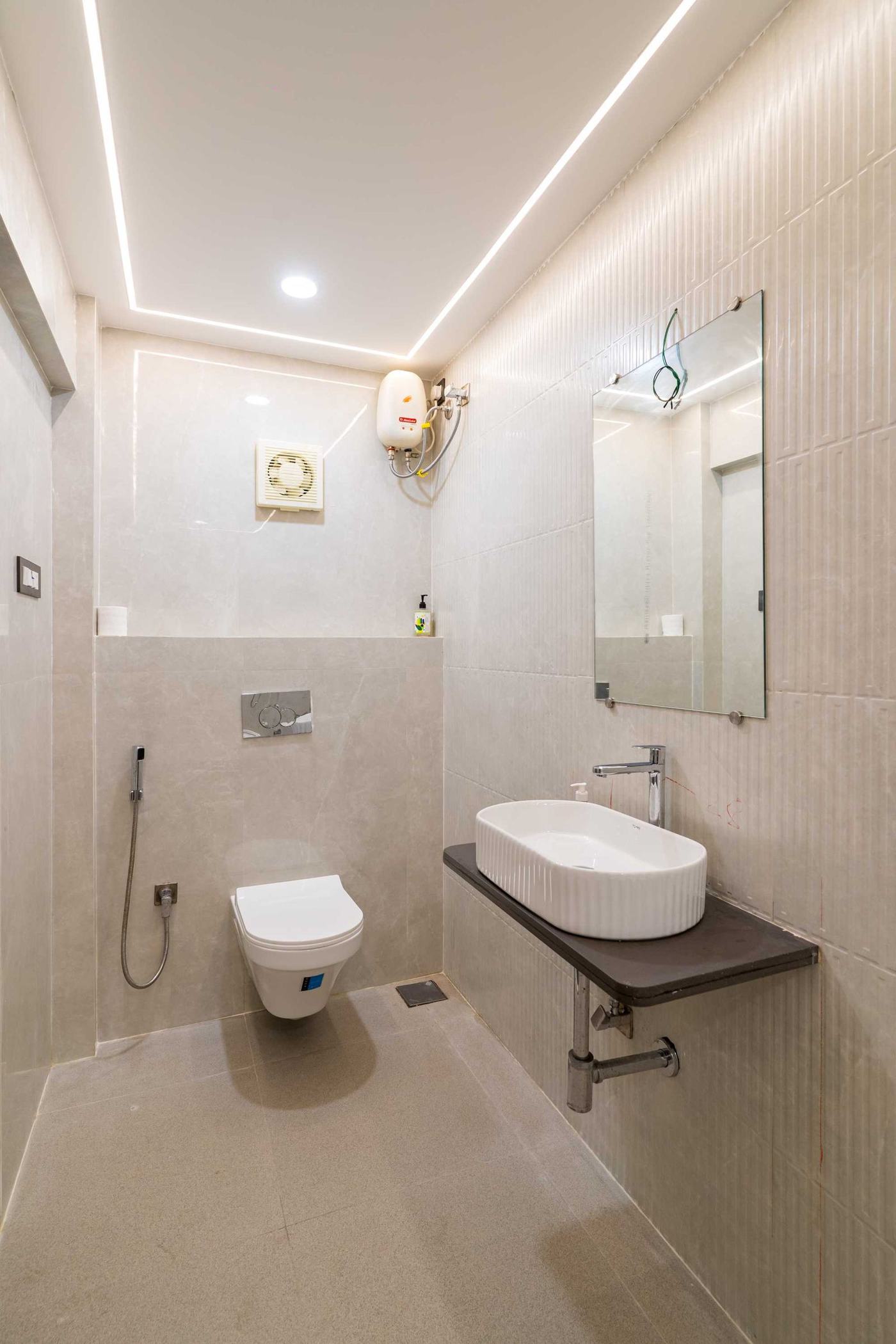 Renovated washroom with rain shower — Lake Bloom Residency Powai